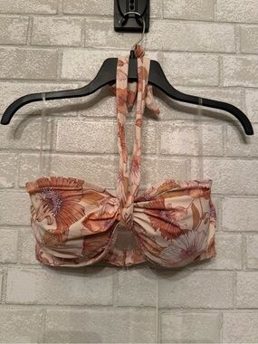 Target Floral Bandeau Swim Top - Peach, Cream & Rust Accents 36D